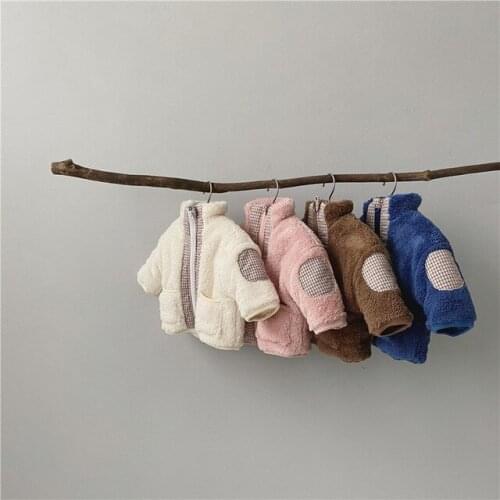 Winter New Kids Lambswool Coats Korean Thicken Boys Girls Splicing Plaid Jackets Fashion Warm Soft Zipper Furry Coats for Child