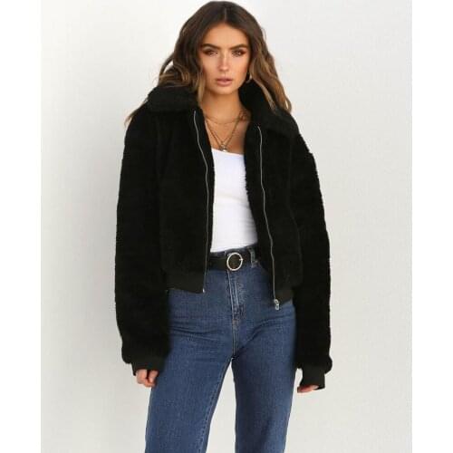 Women Thick Warm Teddy Bear Pocket Fleece Jacket Coat Zip Up Outwear Overcoat Winter Soft Fur Jacket Female Plush Coat Elegant