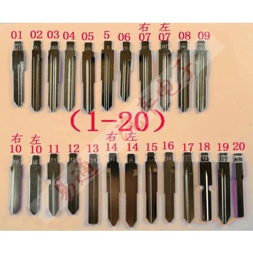 24Pcs/Lot Folding key blade Full Types Car key embryo replacing the key head Remote Key Blade Middle Slot NO 01-20