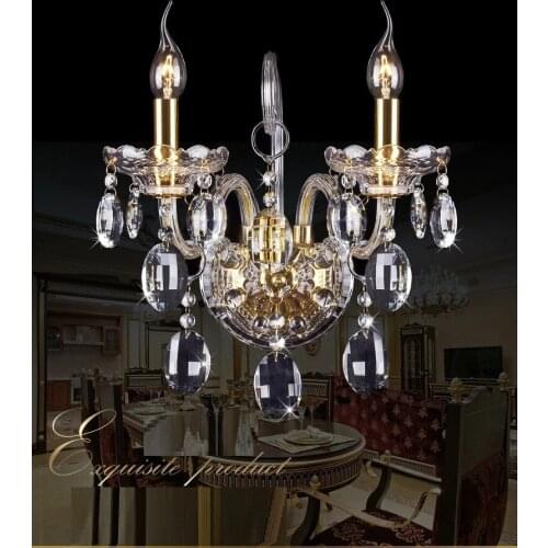 Fashion crystal wall lamp K9 cyrstal wall lights sconce wall live room bedside lamp candle double head wall lamp Luxury