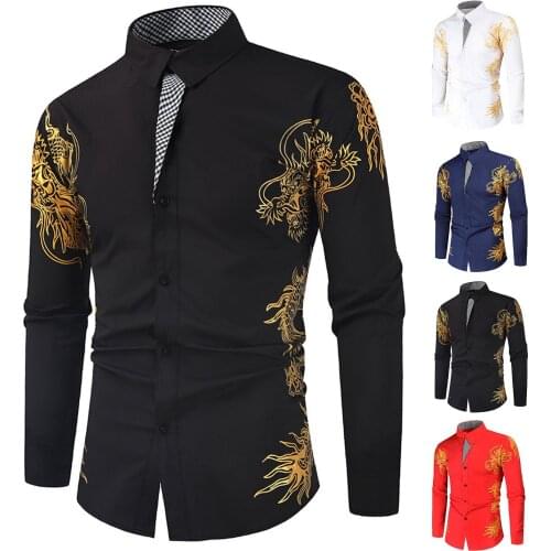 2021 Men Fashion Shirt Autumn And Winter Casual Bronzing Printing Long-sleeved Lapel Shirt Free Fast Shipping Camisas De Hombre