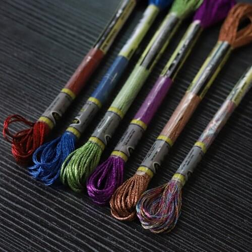 Light Effects Floss High Sheen Colors Metallic Embroidery Floss Cross Stitch Thread 8 meters each Skein 6 PCS pack