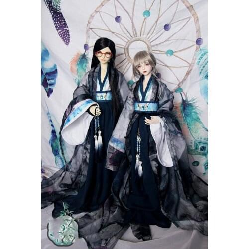 1/3 scale BJD Clothes Chinese Ancient Costume Blue Hanfu Dress for BJD/SD SD13 Girl or Boy 60cm bust 25cm Doll Accessories C0907