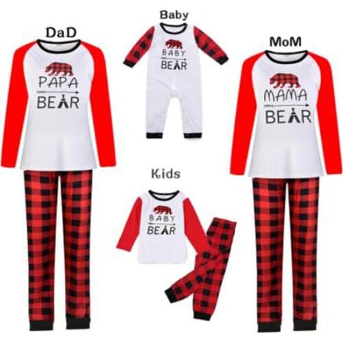 Christmas Family Matching Pajamas Clothes Family Matching Outfits Clothes Printed Plaid Parent-Child Suit Home Clothes
