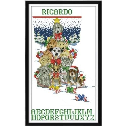 Dog Christmas stockings cross stitch kit aida 14ct 11ct count print canvas cross stitches needlework embroidery DIY handmade