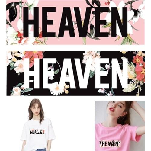 Flower letter heaven Stickers Iron on transfer patches for clothes t shirt stickers Stripes for clothes iron on vinyl transfer
