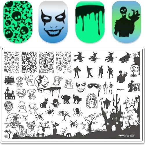 1pcs Halloween Nail Stamp Plates Big Size Christmas Nai Art Stamping Stainless Steel Artist Simple Stamping Template Stencils