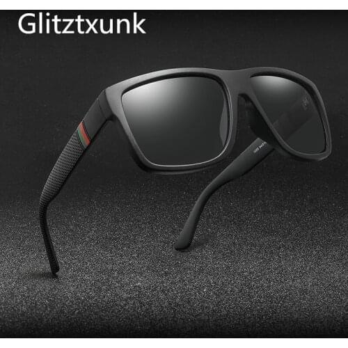 Glitztxunk Polarized Sunglasses Men Brand Design Retro Driving Shades Male Vintage Square Sun Glasses For Men Oculos Eyeglasses