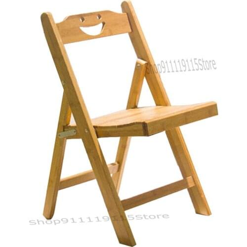 Nanzhu Folding Chair Outdoor Portable Small Folding Smiling Face Chair Modern Simple Creative Solid Wood Household Dining Chair
