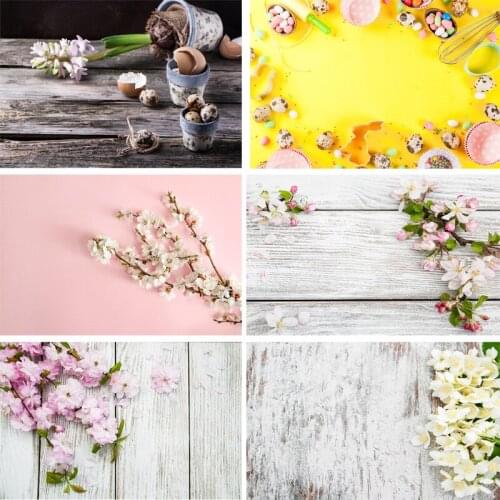 SHENGYONGBAO Vinyl Custom Photography Backdrops Prop scenery+ Flower and Wooden Planks Photography Background 190117SK-00025