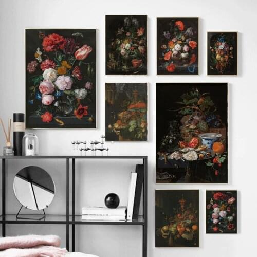 Vintage HD Oil Painting Flowers printed canvas Painting Print picture Unframed Art Wall Landscape Poster Artwork for Living Room