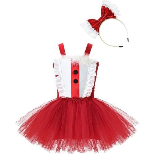 High Quality Kids Girls Christmas Xmas Clothes Set Toddler Baby Girls Mesh Tutu Dress Princess Cosplay Party Costumes Dress