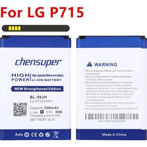 100% Original chensuper 3000mAh BL-59JH Battery Use for LG Optimus L7 II Dual P715 / F5 / F3 / VS870 / Ludid2 P703 Battery