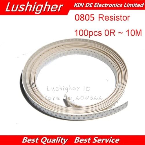 100Pcs 0805 SMD 1/4W Chip Resistor 0R~10M Resistors 0 10R 100R 220R 330R 470R 1K 4.7K 10K 47K 100K 0 10 100 330 470 Ohm