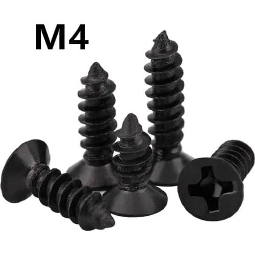 1000/500/200PCS M4x6/8/10/12/14/16/70mm GB846 KA Black 304 Stainless steel flat head cross countersunk head self-tapping screw