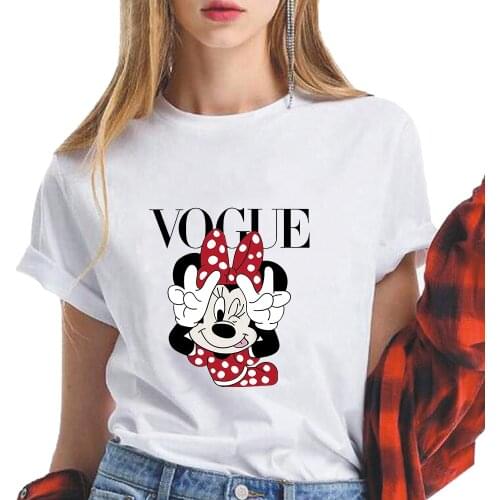2021 Summer Minnie Mouse T-Shirt Women Tops New Kawaii Cartoon Graphic Tees Disney Harajuku T-shirt Fashion Unisex T-shirt Women