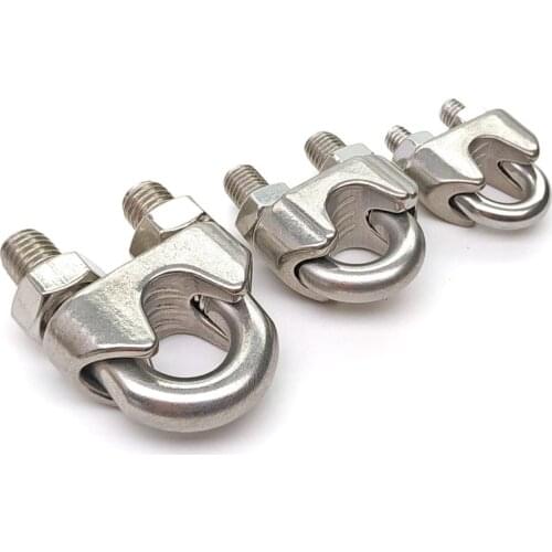304 Stainless Steel Wire Rope Clips U Shape Cable Wire Rope Clip Clamp M2 for 2mm Thickness Steel Rope Multi-spec M4 M5 M6 M8