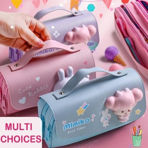 3D Pencil Case PU Storage Box Lovely Pink Pig Cartoon Pen Bag for School Girl Kawaii Stationery Gift Pouch Eraser Holder IN