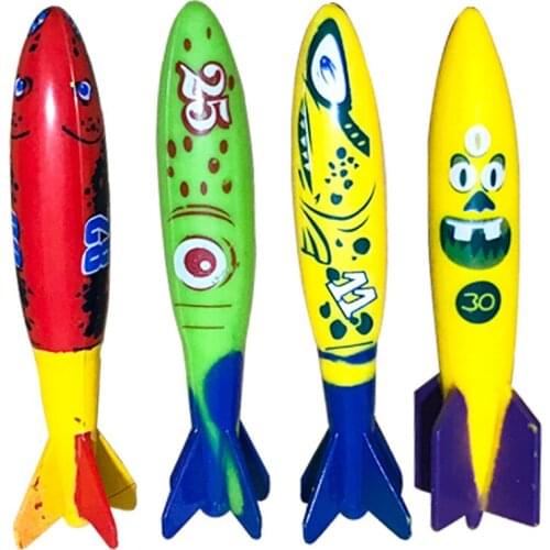 Hot Selling 4 Pcs Kids Swimming Pool Toys Rocket Torpedo Diving Playing Summer Game for Children LBV