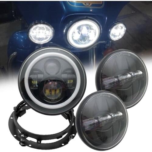 40W 7" H4 Motorcycle Accessories Headlight 7 inch Headlamp Bracket 4.5" Fog lamp For H-arley Chopper Cafe Racer Bobber Curisers