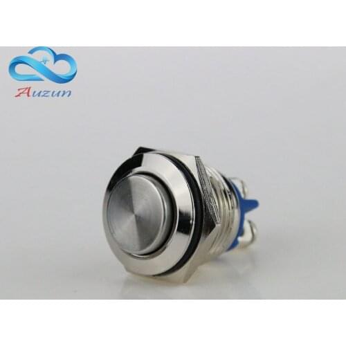 5 pieces 16 mm high metal push button switch reset button 3 a250v moment start waterproof rust mechanical equipment horn