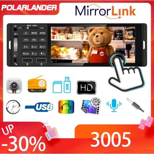 5.1 Inch 1 Din MP5 Car Radio MirrorLink 12V USB AUX Bluetooth Hands-free Call Support AI RM RMVB MP3 WMA 720P 4 Channels