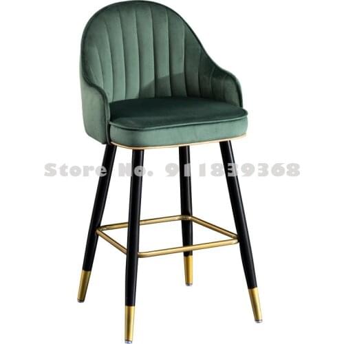 Nordic Bar Chair Luxury Modern Simple Front Desk Island Iron Bar High Stool Household Back Chair High Stool