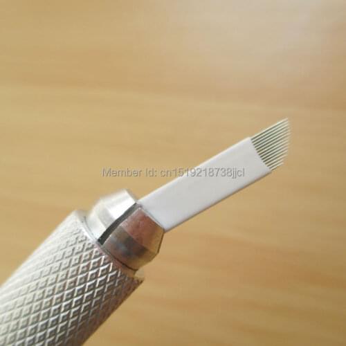 Free Shipping 100 pcs/lot 14 Pins Permanent Makeup Eyebrow Microblading Needles 3D Embroidery Manual Pen Blades