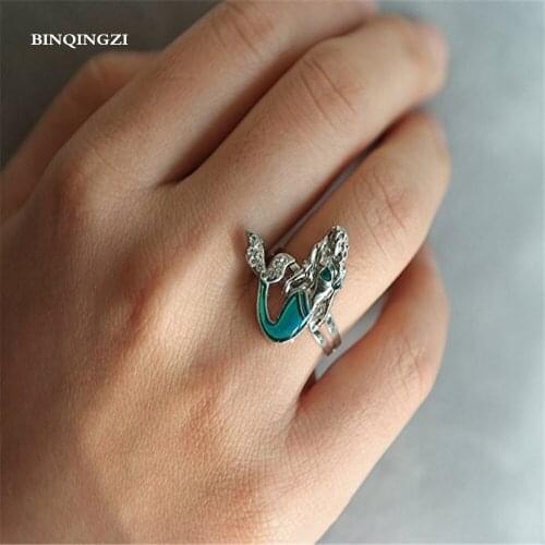BINQINGZI 2018 Fashion adjustable mood Ring Bague Color Changing Graduation Couple Ring Mermaid