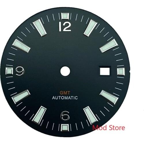 33mm Blue/Black No Logo GMT Watch Dial Wristwatch Plate Set For ETA2824 DG2813 Miyota Mov't Planet Style Watch Green Luminous