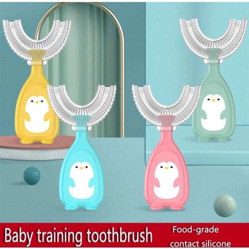 Baby Cartoon Training Toothbrush Childrens Teeth Oral Care Cleaning Brush Convenient and Simple Silicone Baby Toothbrush