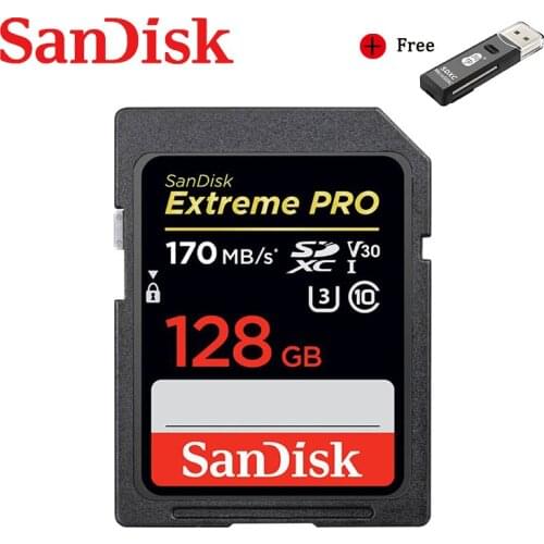 SanDisk Original SD Card 32GB 64GB 128GB 256GB Extreme Pro SDHC/SDHXC Memory Card C10 U3 V30 UHS-1 Flash Card For Camera