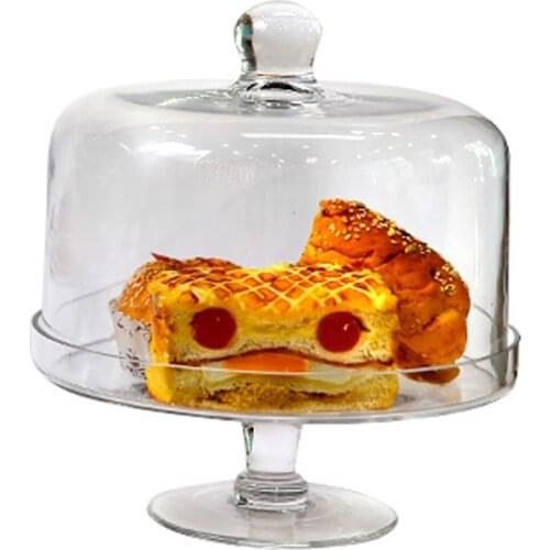 European Glass Cake Plate Transparent Pastry Dust Cover High Tray Creative Birthday Home Kitchen Wedding Decoration Cake Stand