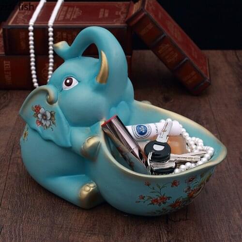 European Elephant Crafts Animal Storage Ornaments Desktop Storage Box Decorations Key Groceries Remote Control Storage Tray