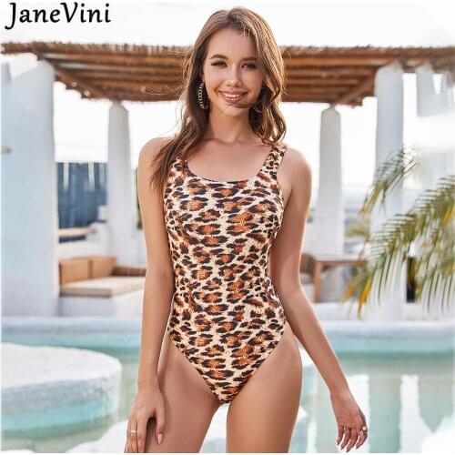 JaneVini Sexy Leopard Swimwear Women 2021 One Piece Bikinis Beach Female Bathing Suits Bodysuit Brazilian Swimsuits Monokini