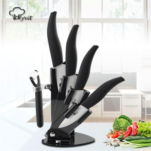 Ceramic Knives with holder fruit utility slicing chef Ceramic knives Kitchen Accessories set Zirconia White Blade with stand