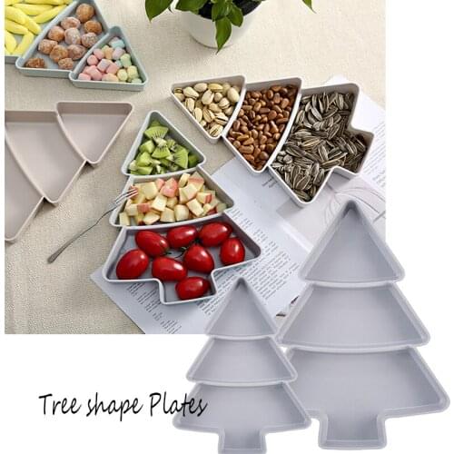 Creative Christmas Tree Shape Plates Plastic Candy Snacks Nuts Seeds Dry Fruits Dishes Breakfast Bowl Tray Home Kitchen Supplie