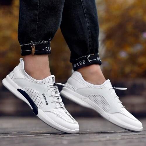 Fashion sneakers Men Leather Casual Shoes Lightweight Breathable Flats Shoes brogue Luxury Mens Outdoor Walking Sneakers men