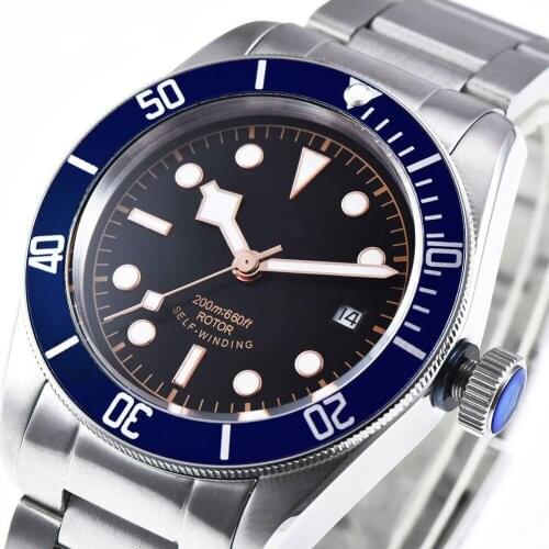 41mm Mechanical wristwatches Corgeut black dial Sapphire Glass Waterproof SS Luminous mens Automatic watch
