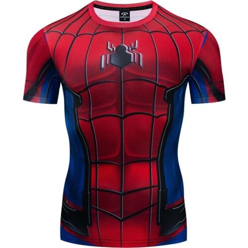 Marvel 2020 New Raglan Sleeve Spider Men 3D Print T Shirts Men Compression Shirts Short Sleeve Comics Cosplay Costume Cloth Tops