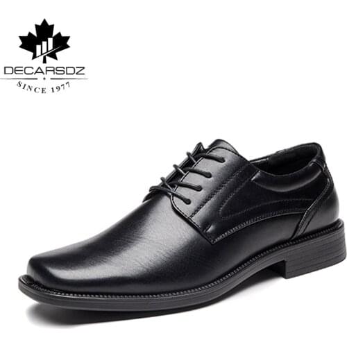 DECARSDZ Male Shoes 2021 Four Seasons Sytle Formal Suit Shoes Casual Men Leather Formal Comfy Lace-Up Dress Shoes Men