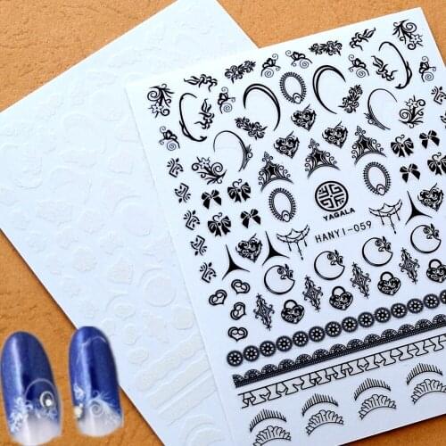 Newest HANYI-059 60 3d nail sticker Japan style nail decals back adhesive DIY decorations for nail accessory