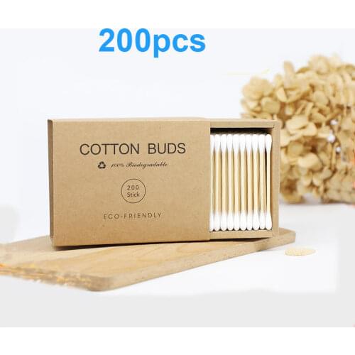 200PCS/Box Double Head Cotton Swab Bamboo Sticks Cotton Swab Disposable Buds Cotton For Beauty Makeup Nose Ears Cleaning