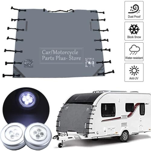 Caravan Front Towing Cover Protector Covers 220cm X175cm With 2LED Light Windshield Snow Towing Cover Waterproof Oxford Cloth