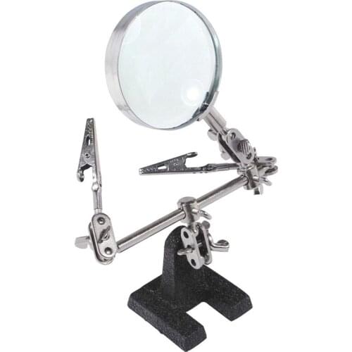Easy-Carrying Helping Third Hand Tool Soldering Stand With 5X Magnifying Glass 2 Alligator Clips 360 Degree Rotating Adjustable