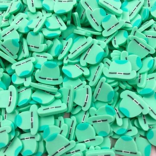 50g Polymer Hot Clay Sprinkles Green Hat for DIY Crafts Tiny Cute Plastic klei Accessories Scrapbooking Phone Decoration