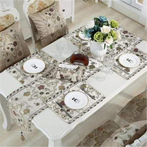 BEI European luxury modern table runner silk like embroidered Tablecloth cushion Dinner Mats suit pillowcases seat home decorate