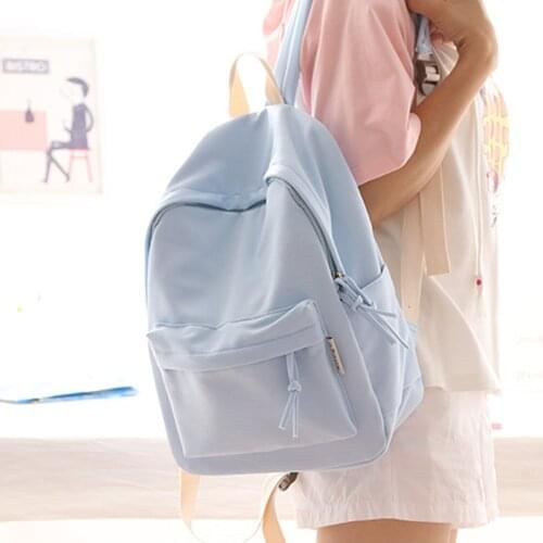 Simple fresh design pure color women backpack fashion girls leisure bag school student book bag teenager travel bag young
