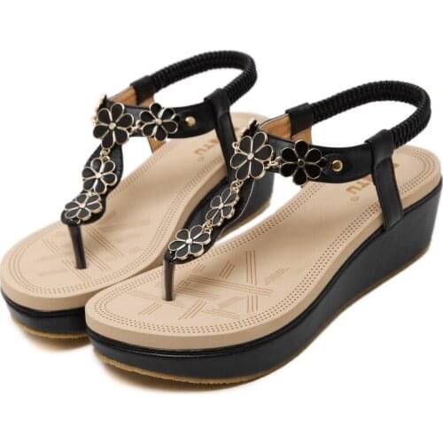 Ladies Sandals 2021summer The New Thick Bottom Flowers Flip-Flop Sandals Fashion Roman Sandals Beach Sports Sandals Flat Sandals