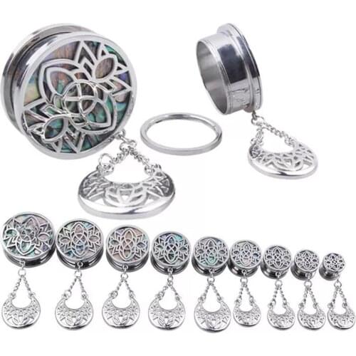 2PCS Stainless Steel Hollow out Ear Plugs Tunnels Flesh Expansions Piercing Earring Gauges Ears Expanders Body Jewelry